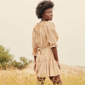 DOEN Sabine Dress (Orange Plaid) XS